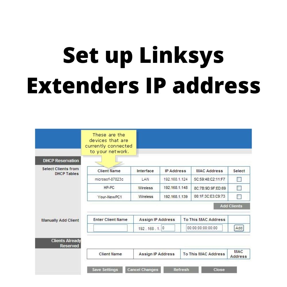 Set up Linksys Extenders IP address 
