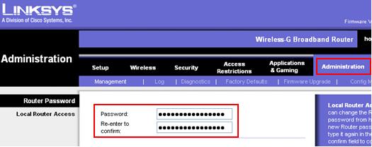How to change Linksys router password